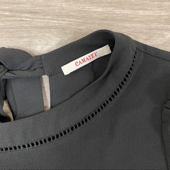 Camaieu Essential Eyelet Top Black Size S - Picture 5 of 8